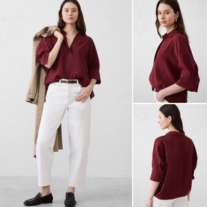 NWT‎ Banana Republic Factory Drapey Oversized Top SMALL Bright Wine Blouse